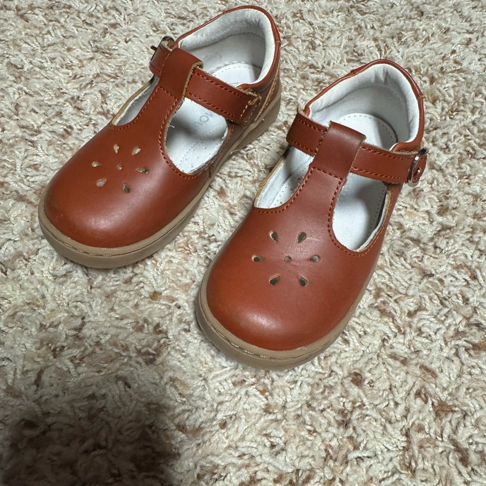 L'Amour Tan Leather Kids Dress Shoes